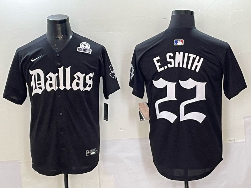 Men 2025 Nike Dallas Cowboys 22 E.Smith Black 5th generation Joint Name Limited NFL Jersey 014